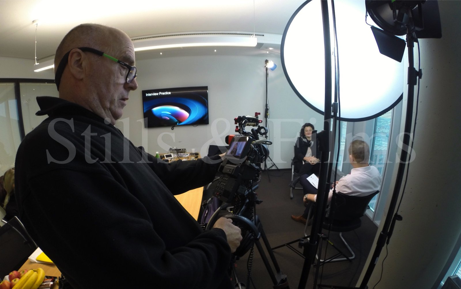 Filming media training at Mondi in Vienna, Austria