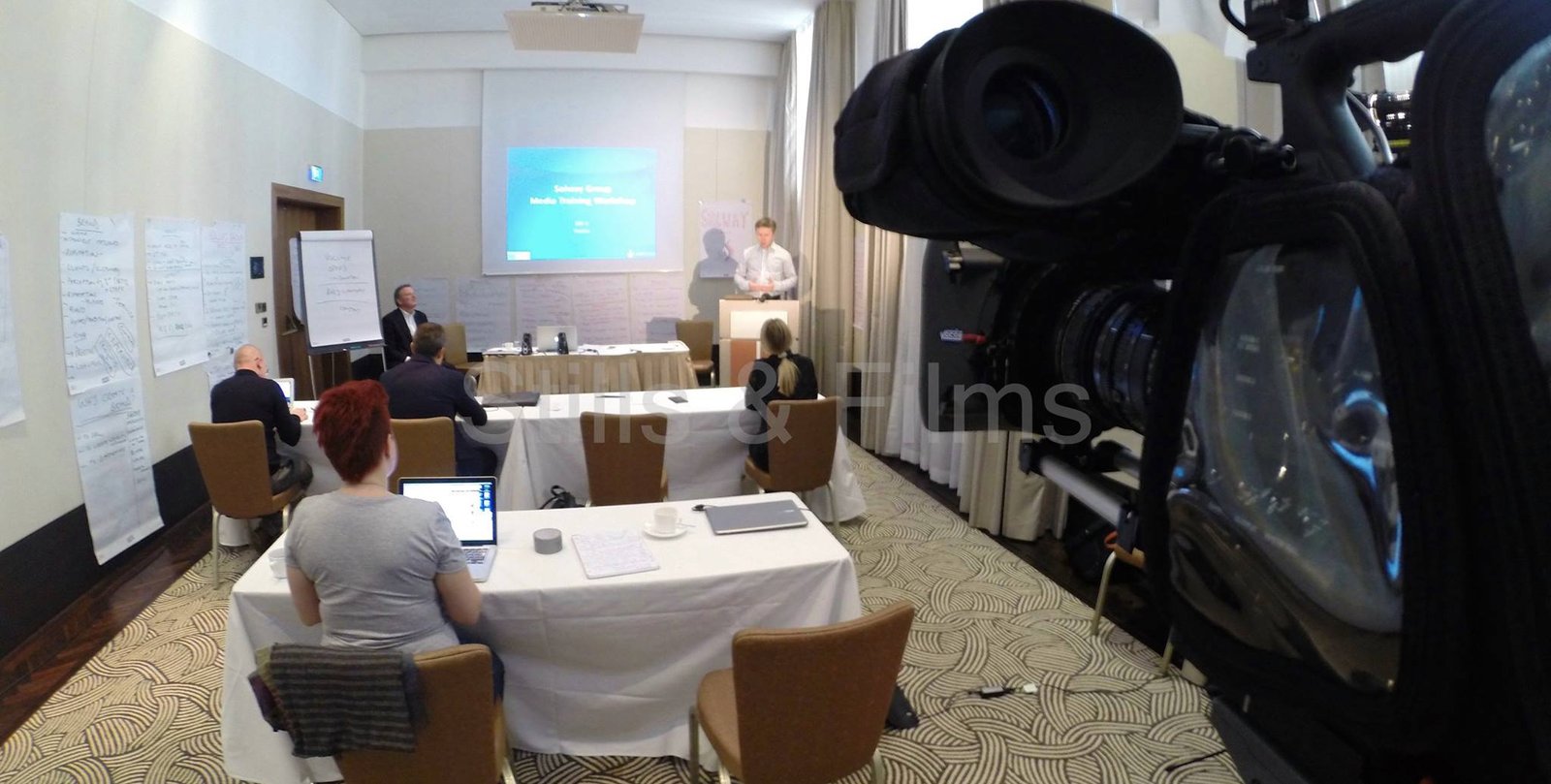 Media training in the Ritz Carlton hotel in Vienna, Austria for representatives of a Russian oil company