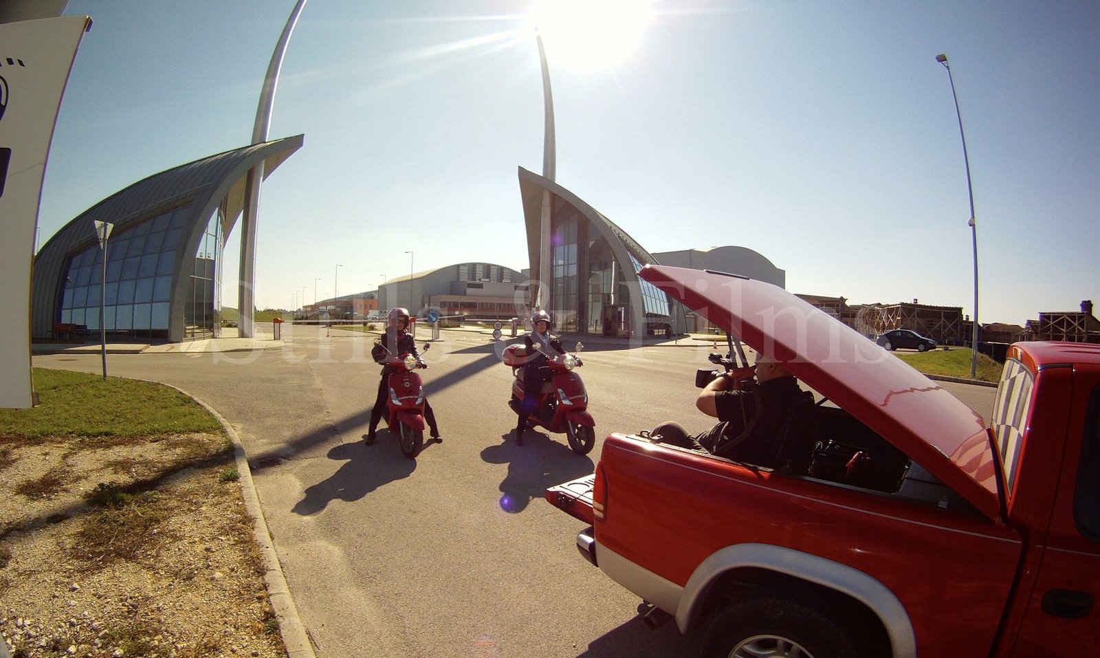 Video Production Budapest filming at the main gate of the Korda Studios