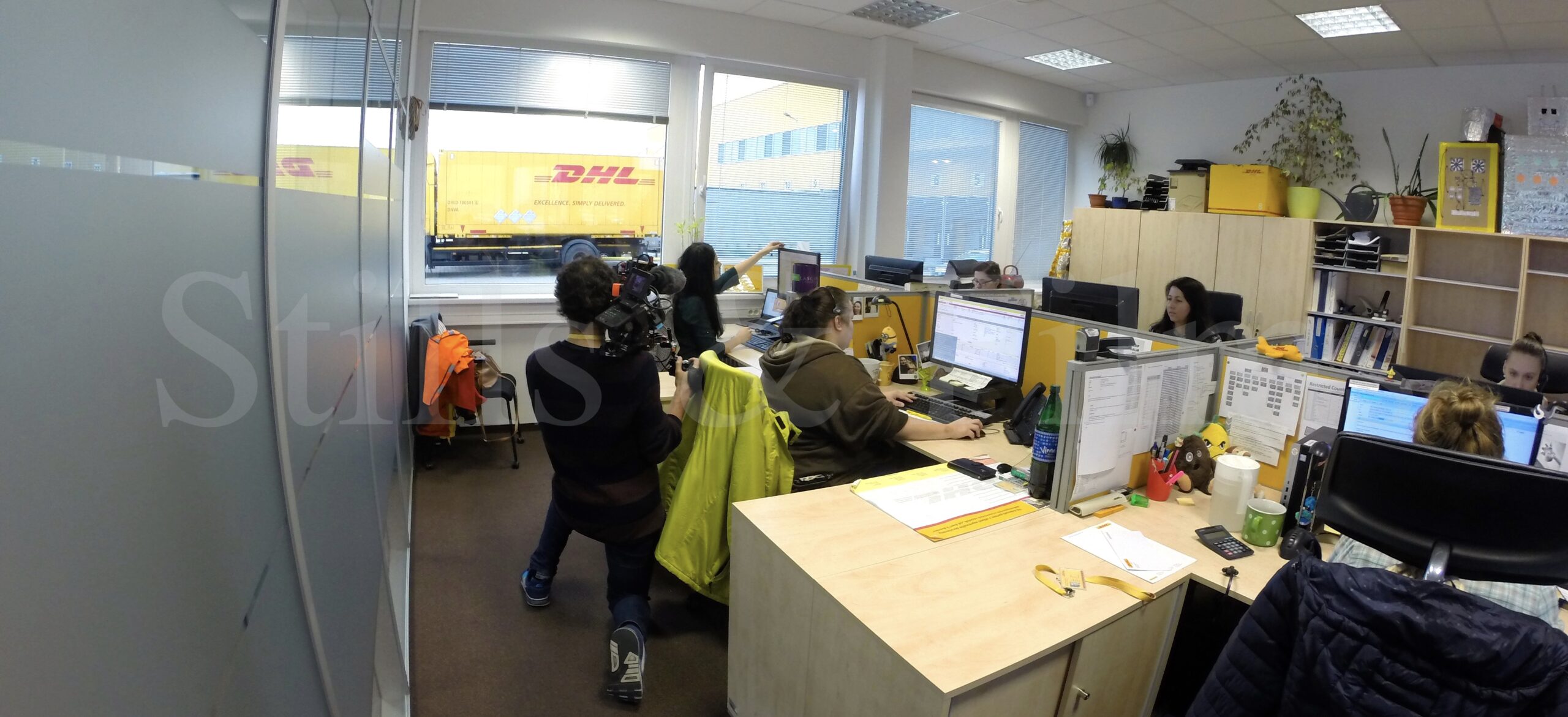 Filming at their premises in Bratislava for DHL