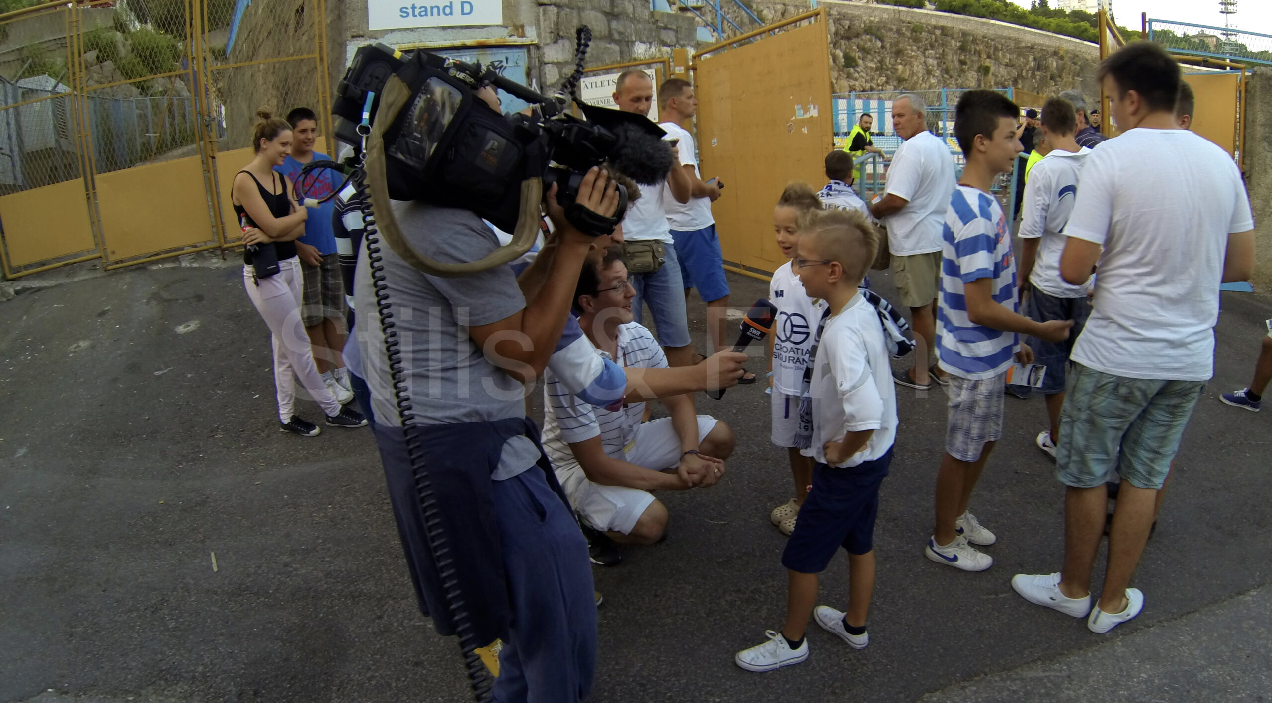 Camera crew from Zagreb films Rijeka football fans for a German client