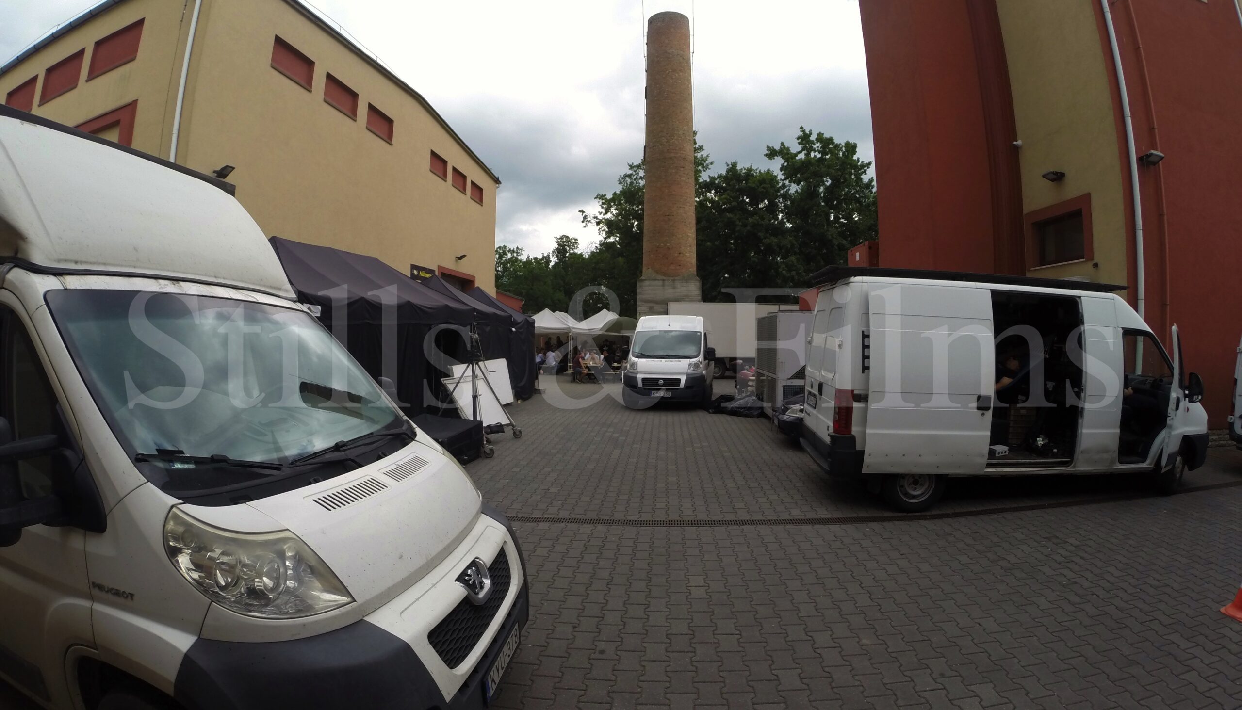 Our production vans at a film studio near Budapest, Hungary.