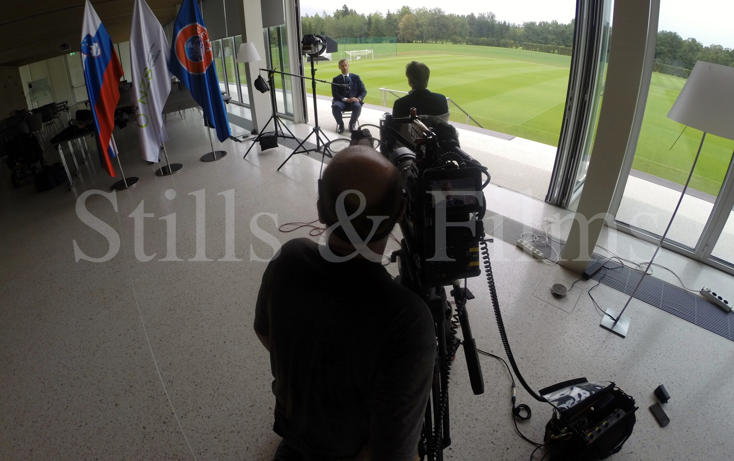 Our local video crew in Ljubljana, Slovenia interviewing UEFA President Aleksander Ceferin for ARD