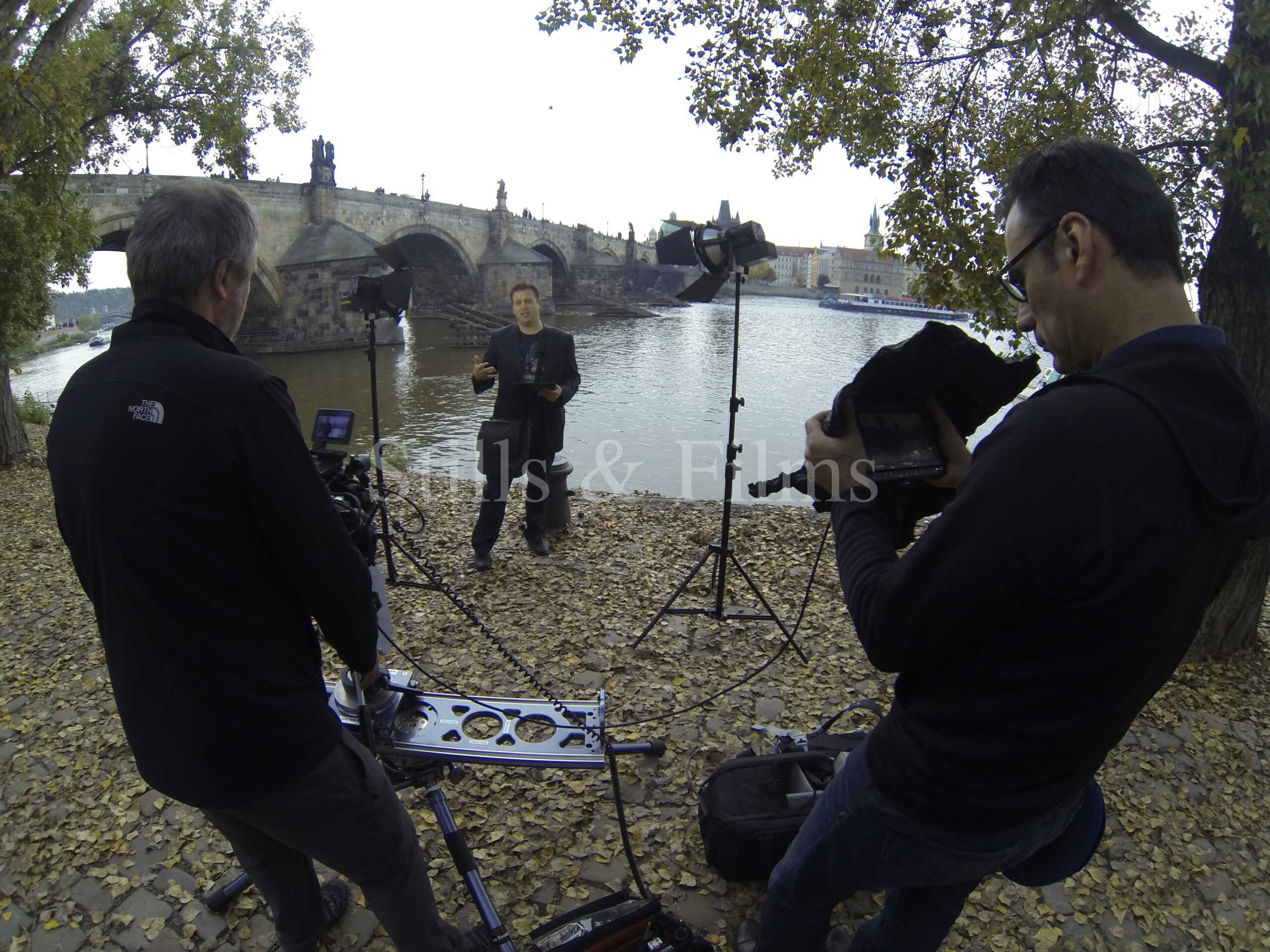 We are filming in Prague at the Vltava riverbank for a US production