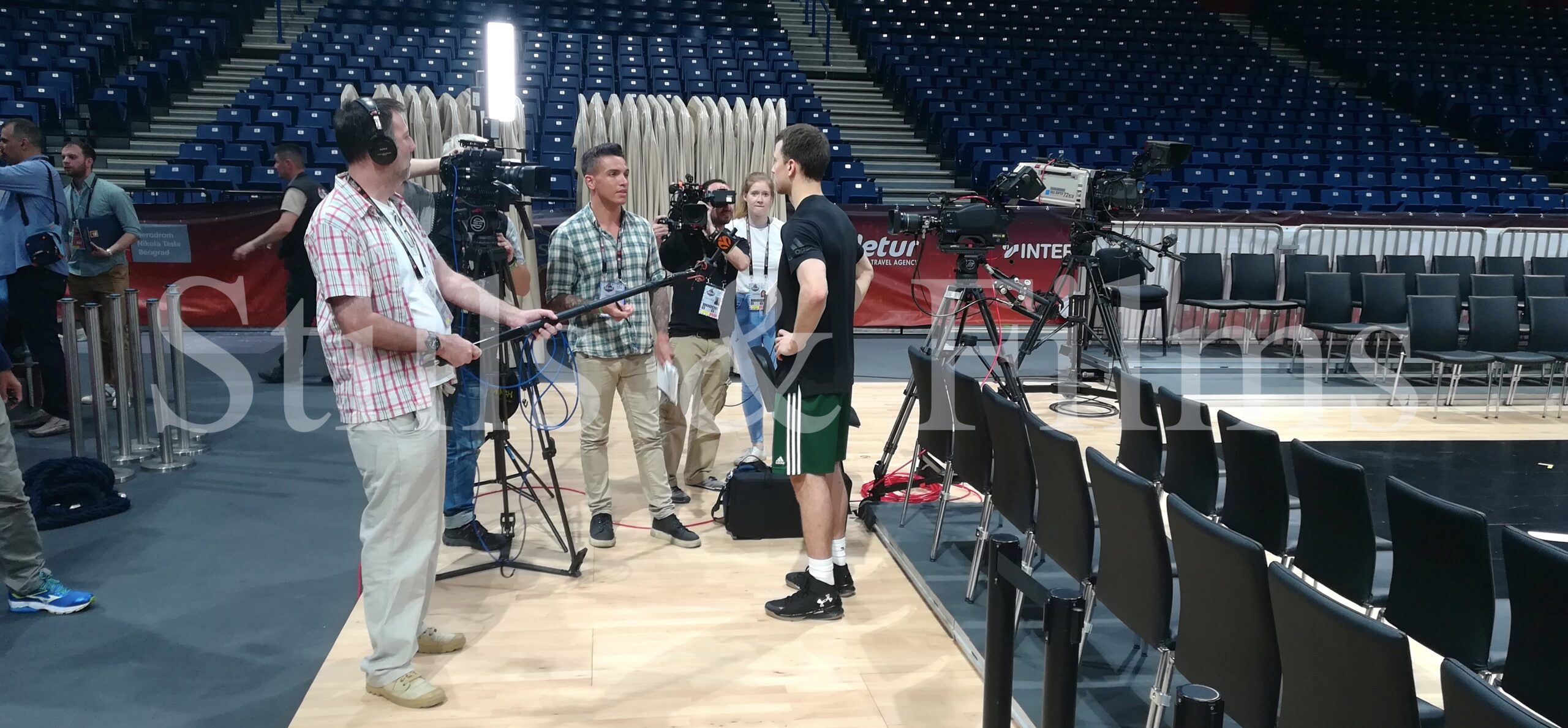 Court-side interview at Stark Arena in Belgrade, Serbia