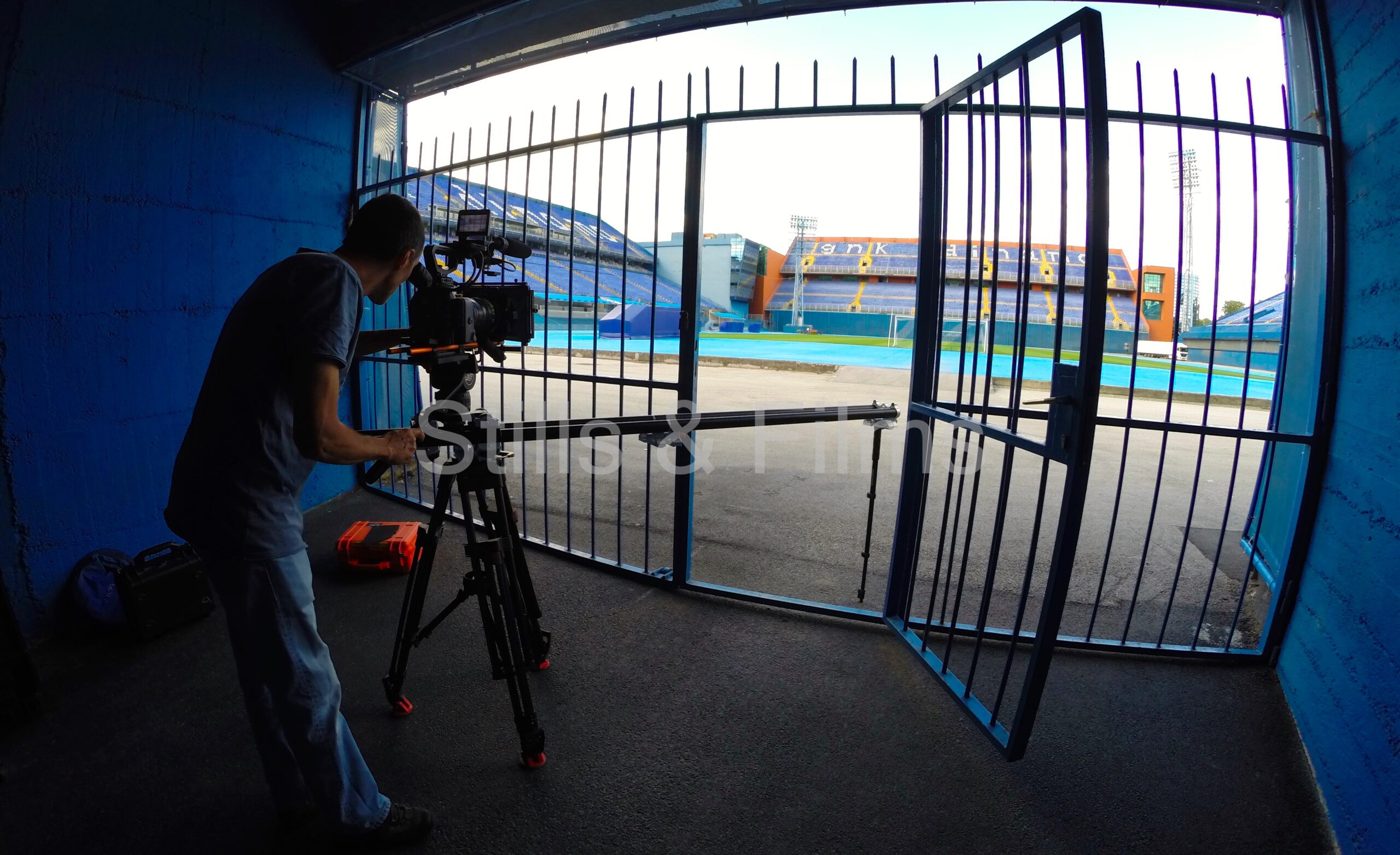 Preparing a slider shots at Dinamo Zagreb stadium