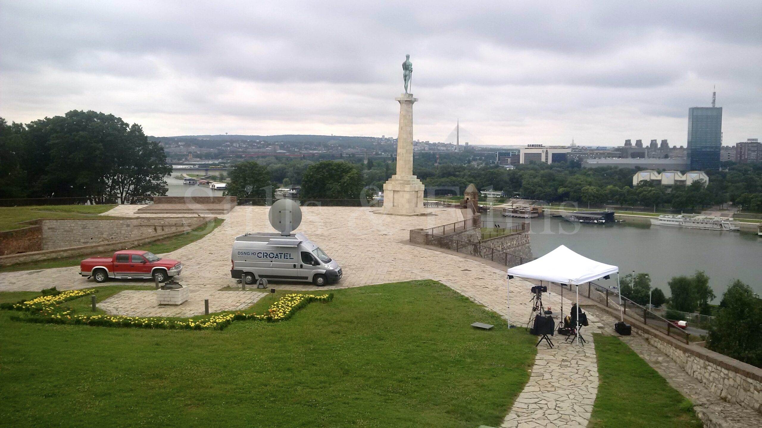 This is our live position for CNBC in the Belgrade fortress